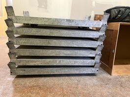 6 x Rollpalette, robust, massiv, Stahl, Transportwagen
