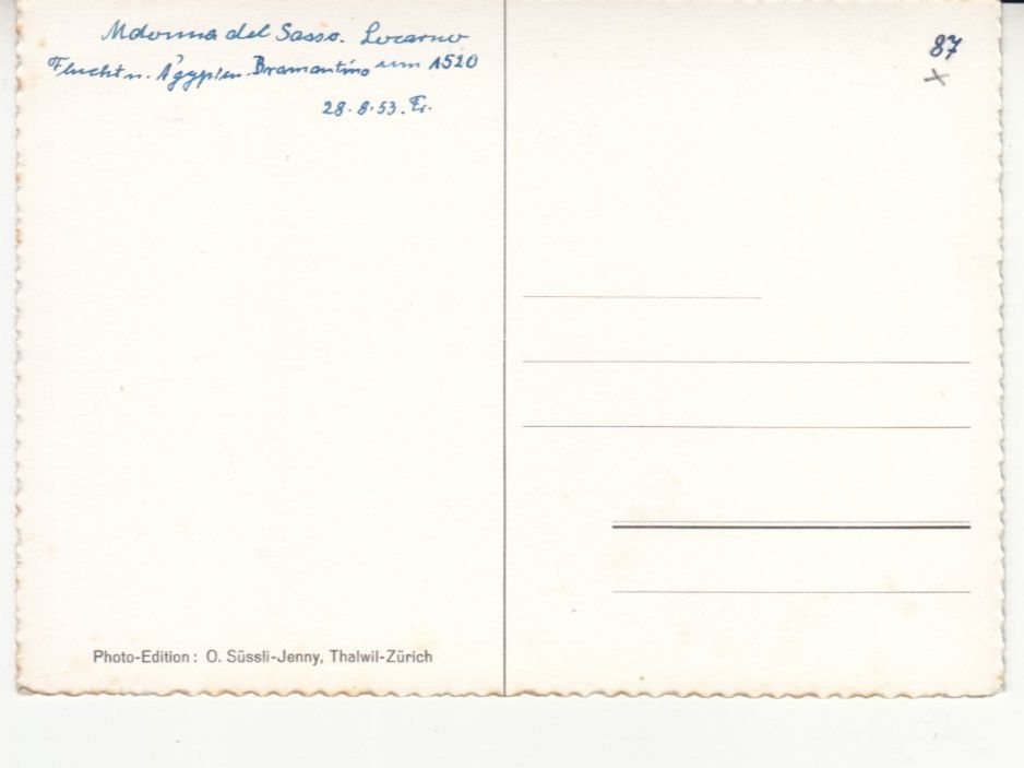 Cartoline postali: Madonna del Sasso 1953 – Usato da Bürglen TG venduto da StampGraf 1
