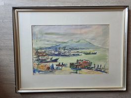 Gemälde Bild Aquarell Cornelia - Napoli 1955