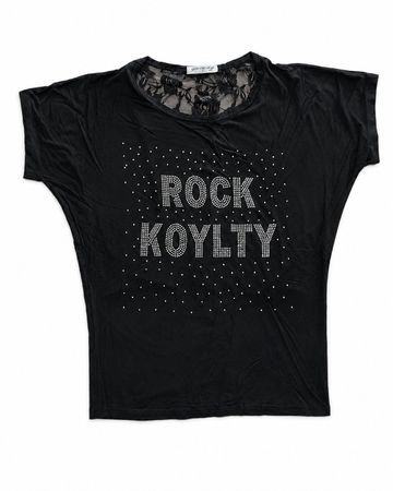 Schwarzes Damen Shirt Gr. M/L – Rock Motiv