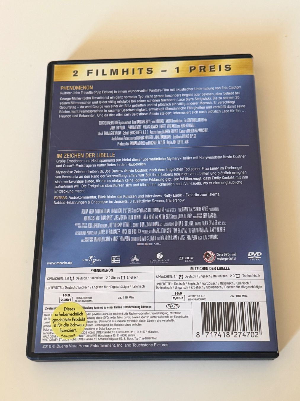 Tutti i DVDs: DVD-Doppel: Phenomenon & Im Zeichen der Libelle -Top! – Usato da Altstätten SG venduto da sheamus 1