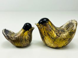 ISLE OF WIGHT GLASS Briefbeschwerer Vögel-Paar, 1980er