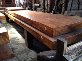Tisch Baumscheiben Gartentisch Suar Holz Riesen Baumstamm