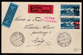CH - Flugpost - Flugbrief 1937 nach Zug - Eilsendung