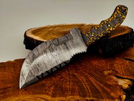 Geprüft! 1A Knife Faltenstahl DAMASCUS Damast Jagd Messer