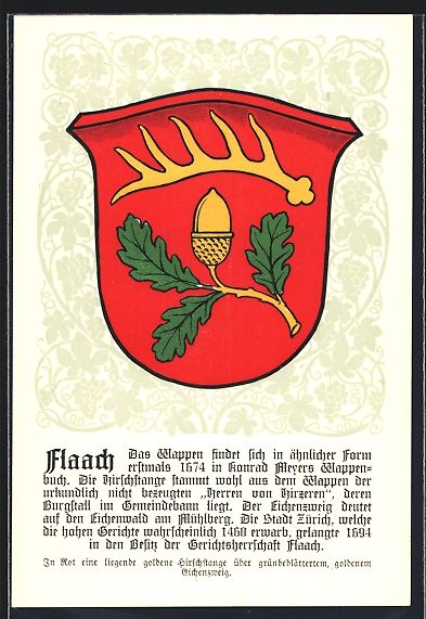 Cartoline postali: Flaach, Wappen mit Hirschstange und Eich – Usato da Berlin venduto da bartko-reher