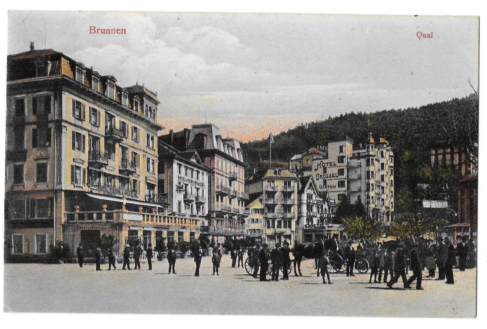 Cartoline postali: Brunnen Quai sehr belebt – Usato da Olten venduto da clotaldi