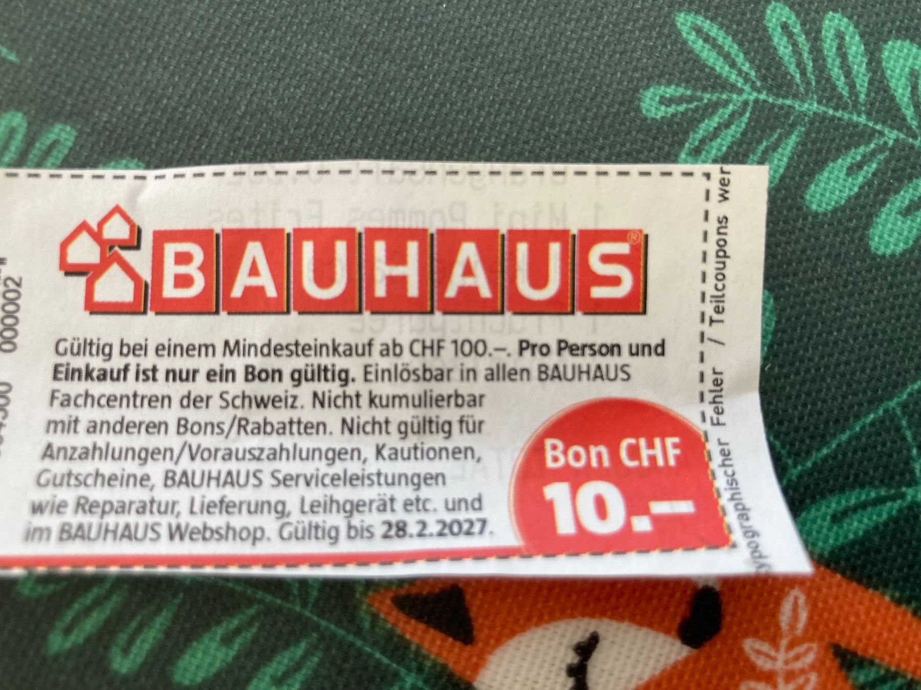 Buoni: Bauhaus Gutschein 10.- – Nuovo e nell'imballaggio originale da Bülach venduto da Stellina72
