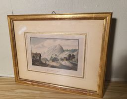 Antiker colorierter Stich "Näfels (Champ de Bataille)"