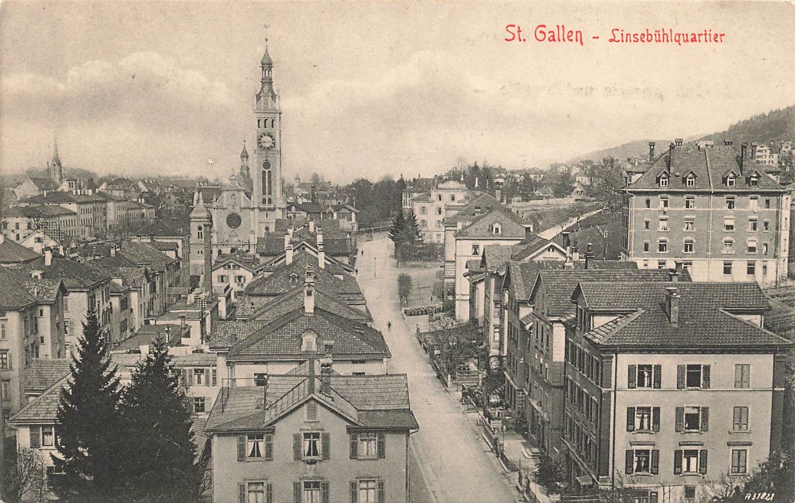 Cartoline postali: St. Gallen SG Linsebühlquartier – Usato da Biasca venduto da Blenio71