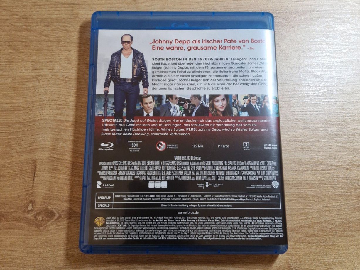 Tous les DVDs: Black Mass (2015) Bluray – D'occasion à Pfungen par Whitie 1