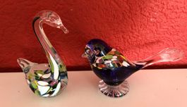 2 Glasfiguren-Murano Schwan & Vogel