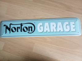 Blechschild-NORTON GARAGE - 46 X 10 CM
