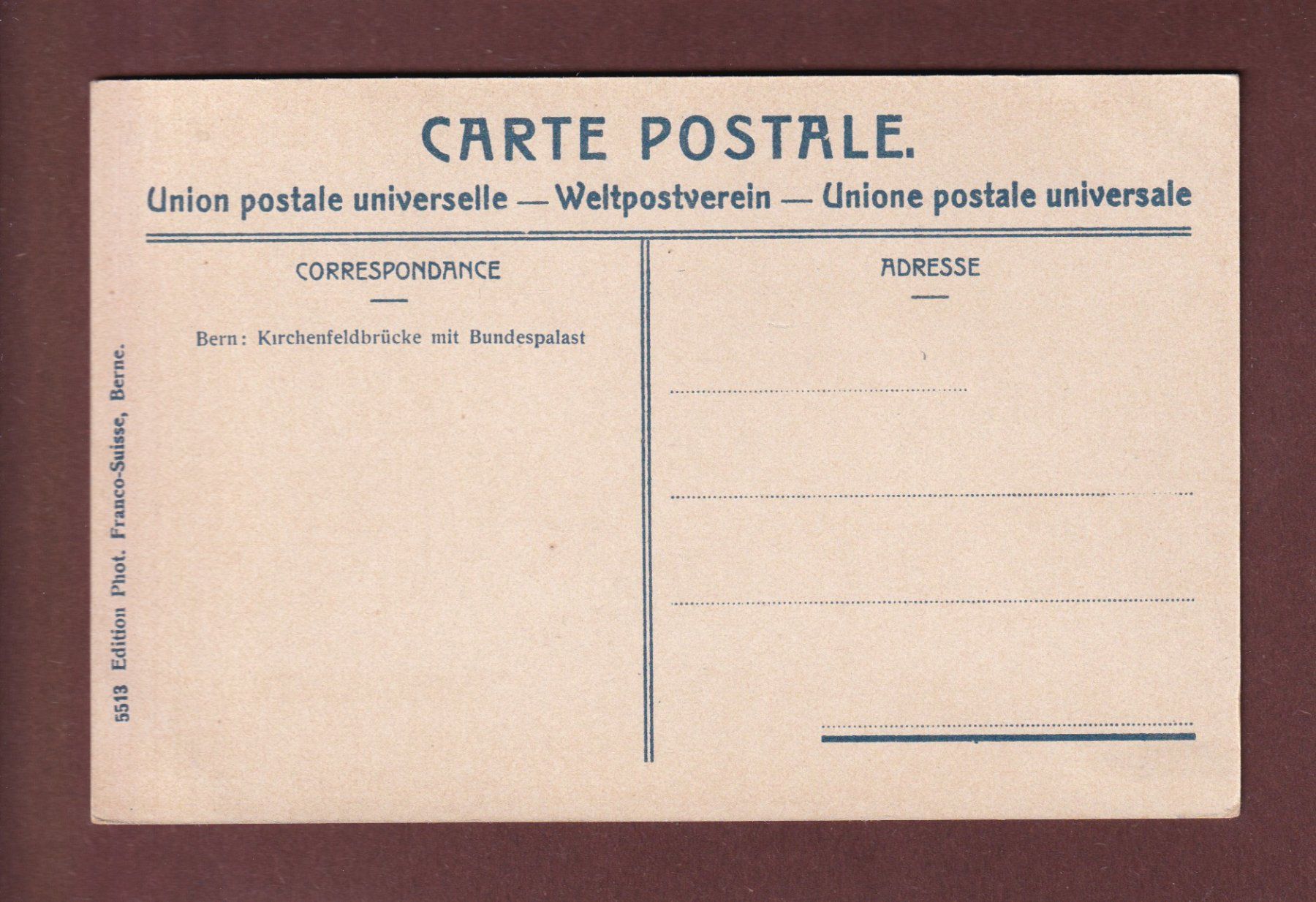 Ansichtskarten: BERN - Unter Kirchenfeldbrücke - Bundespalast – Gebraucht aus Pully von nicecards-shop 1