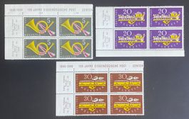 100 Jahre Eidgenössische Post 1949; Satz Viererblöcke **