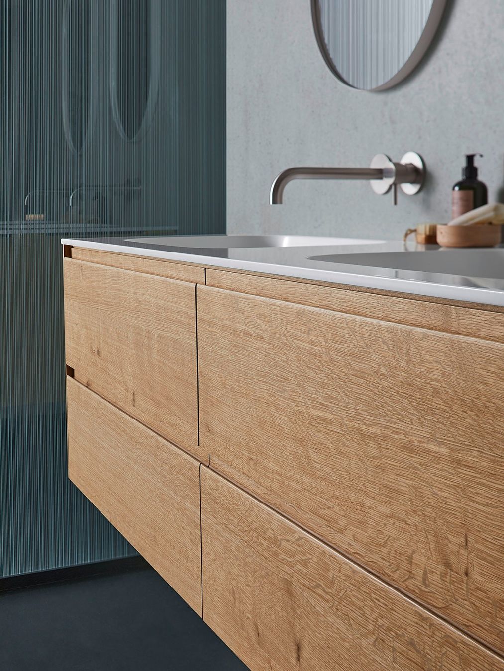 Mobili per bagno: NE13 Badmöbel-Set 140 cm Eiche Premiun und Corian Waschtisch – Nuovo (secondo la descrizione) da Lostorf venduto da AZIMMOHT 6