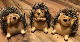 3 Deko-Igel aus Herbstdeko