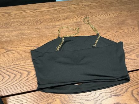 Damen Crop Top schwarz mit Goldketten Gr.L