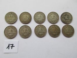 Alte Silber 1 Fränkler 1911 - 1936, 10 Stück