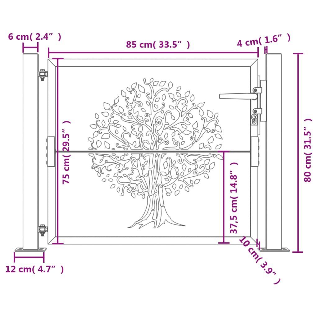 Türen: Gartentor Anthrazit 100x75 cm Stahl Baum-Design – Neu und originalverpackt aus Zug von Cheap-Shop 2