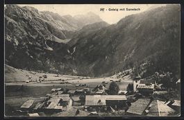 Gsteig, Teilansicht mit Kirche und Sanet
