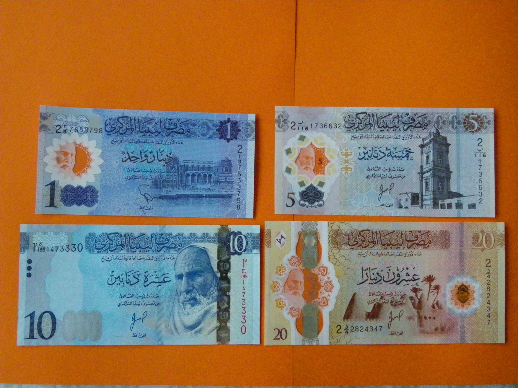 Banconote: Libya 4 Pcs  Set 1, 5, 10 & 20 Dinar 2019/2025, Unc – Nuovo (secondo la descrizione) da Untersiggenthal venduto da Gas61