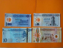Libya 4 Pcs  Set 1, 5, 10 & 20 Dinar 2019/2025, Unc