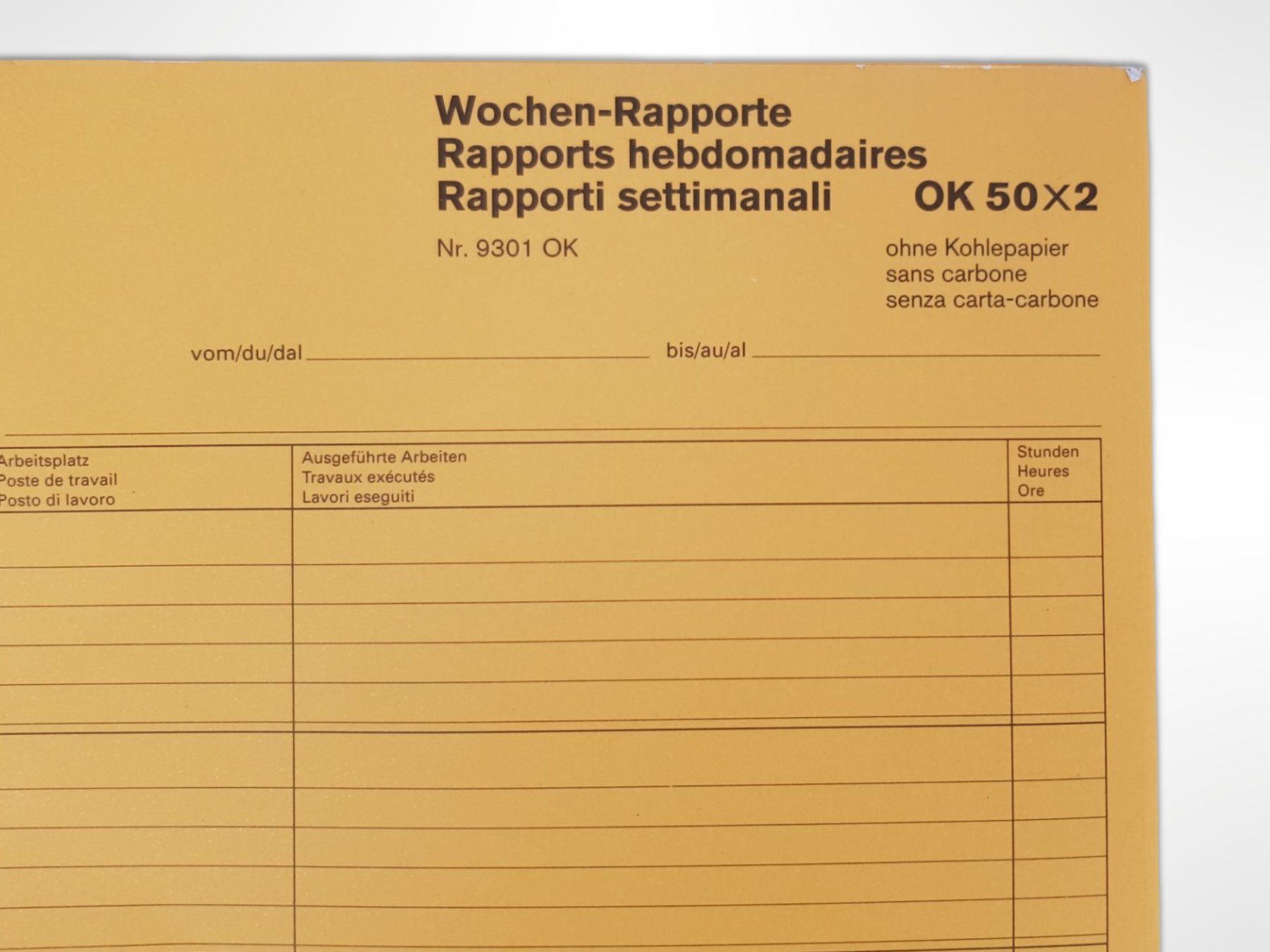 Blocchi: FAVORIT Wochen-Rapporte ohne Kohlenpapier 50x2 – Nuovo (secondo la descrizione) da Suhr venduto da Restwert_Suhr 3