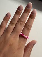 Handgemachter Perlenring in Rosa- und Pinktönen, Neu!