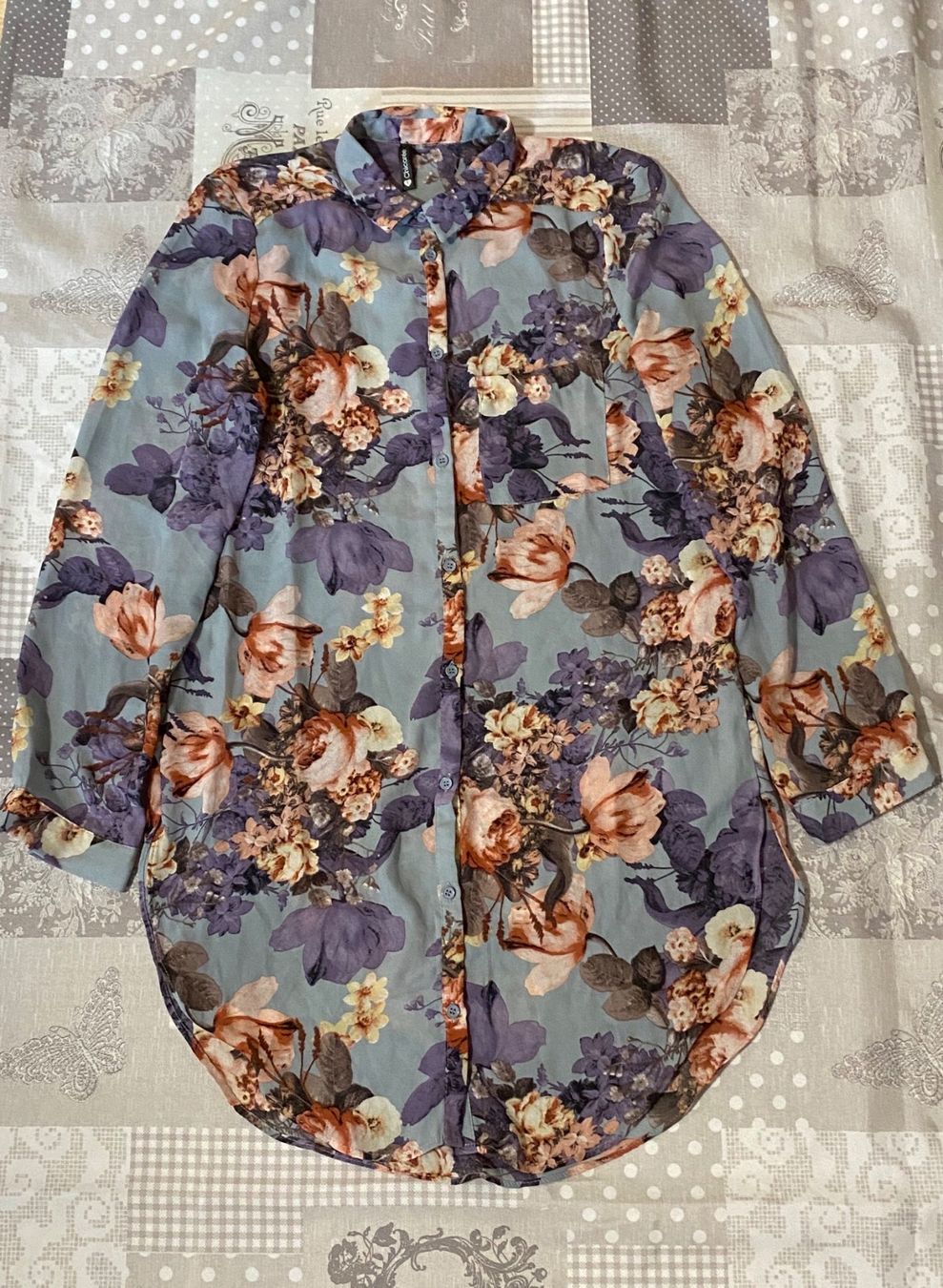 Camicette: Bluse Gr. S, Chicorée Blumenmuster Herbstfarben gebraucht – Usato da Gasel venduto da doctor_doak 1