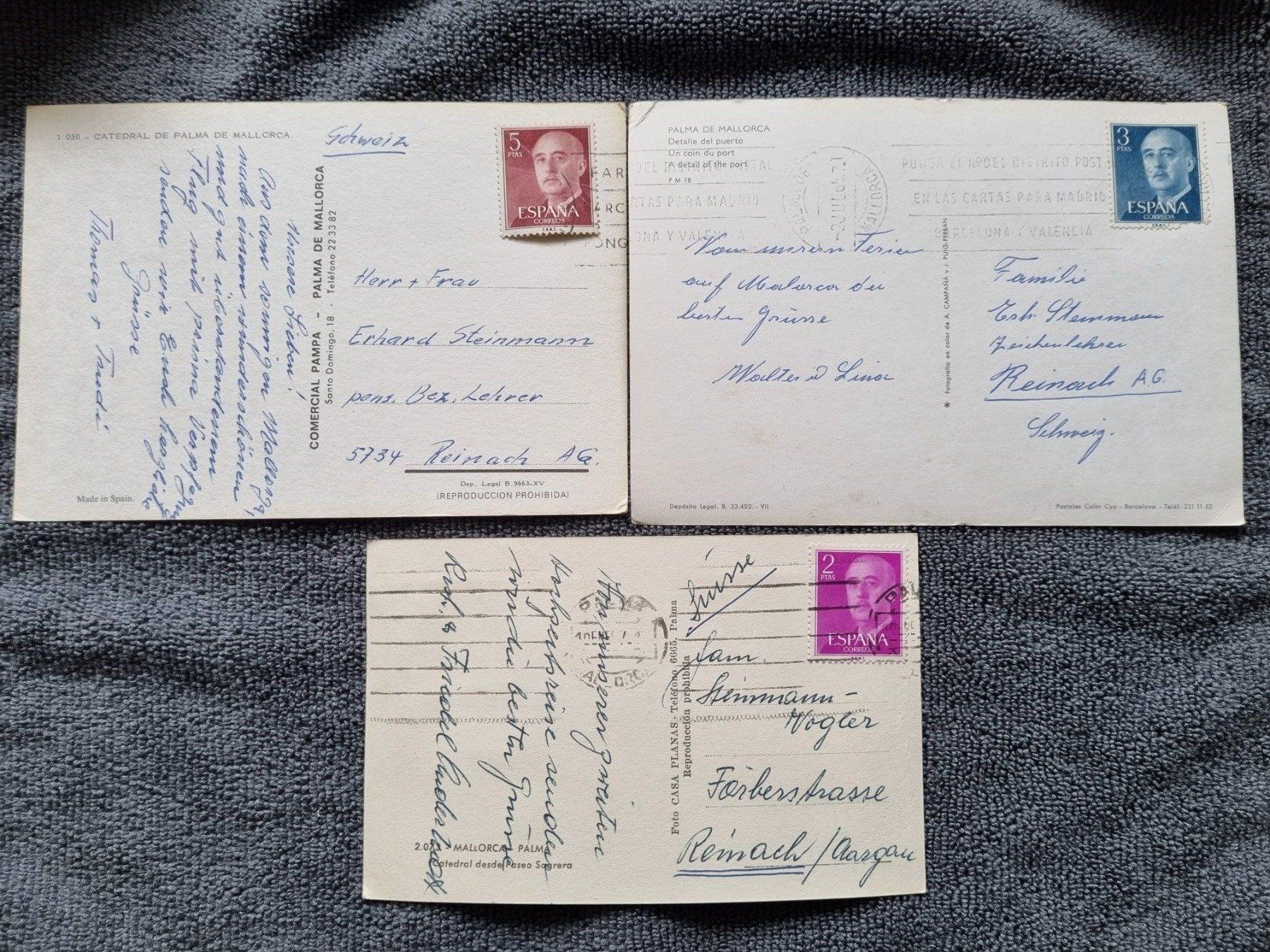 Ansichtskarten: Mallorca 1960 3 Ansichtskarten Postkarten gelaufen mit Marke – Gebraucht aus Reinach AG von Cme 1
