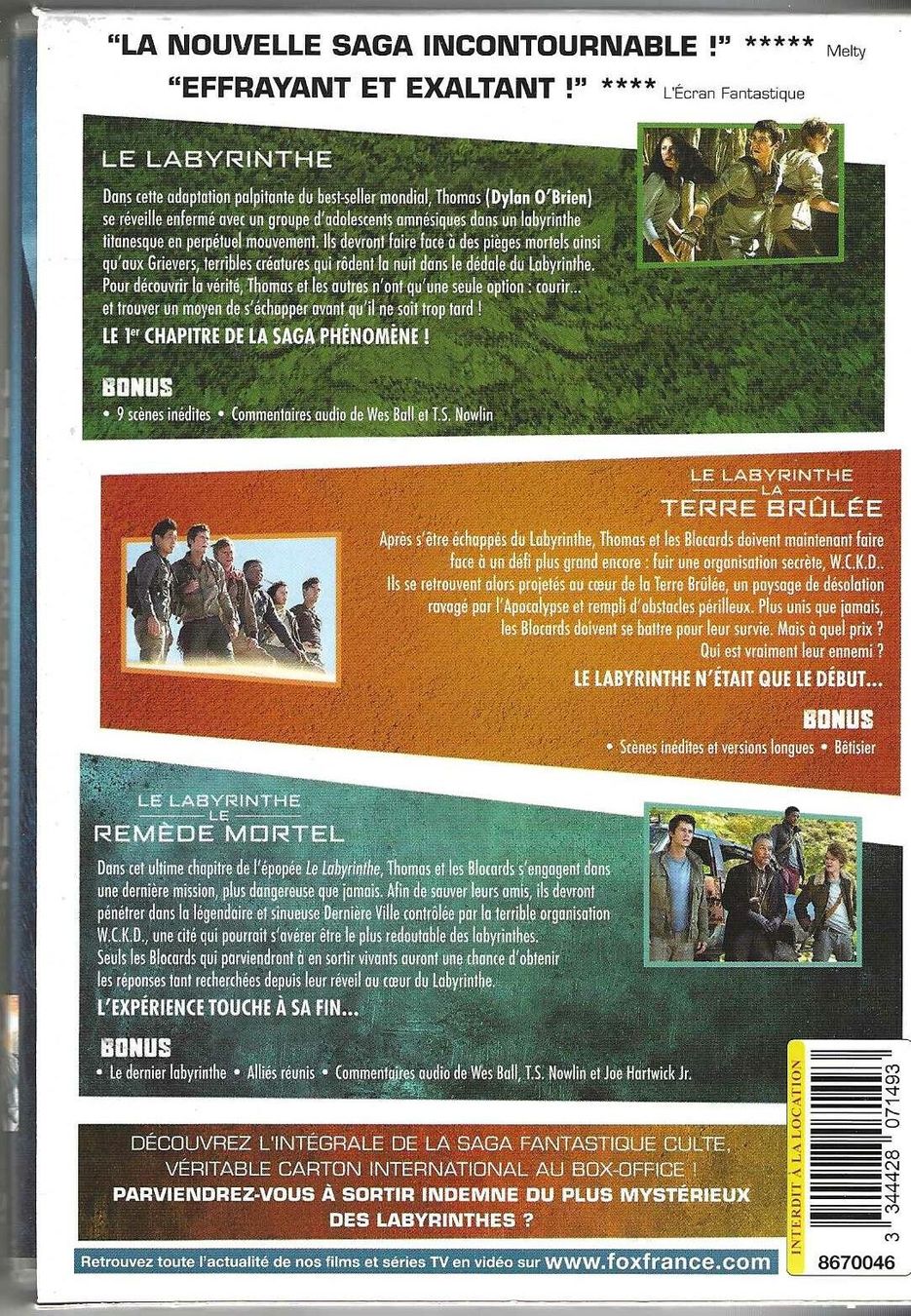 Tutti i DVDs: DVD - La Trilogie : Le Labyrinthe - Coffret 3 X DVD – Usato da Genève venduto da CDLPBookS 1