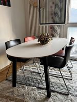Table longue pour 6 personnes + chaises en cuir