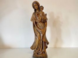 Holz Madonnen Figur mit Kind, geschnitzt, 60 cm