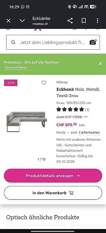 Panchine: Schöne graue Eckbank – Usato da Muttenz venduto da Ricci-O