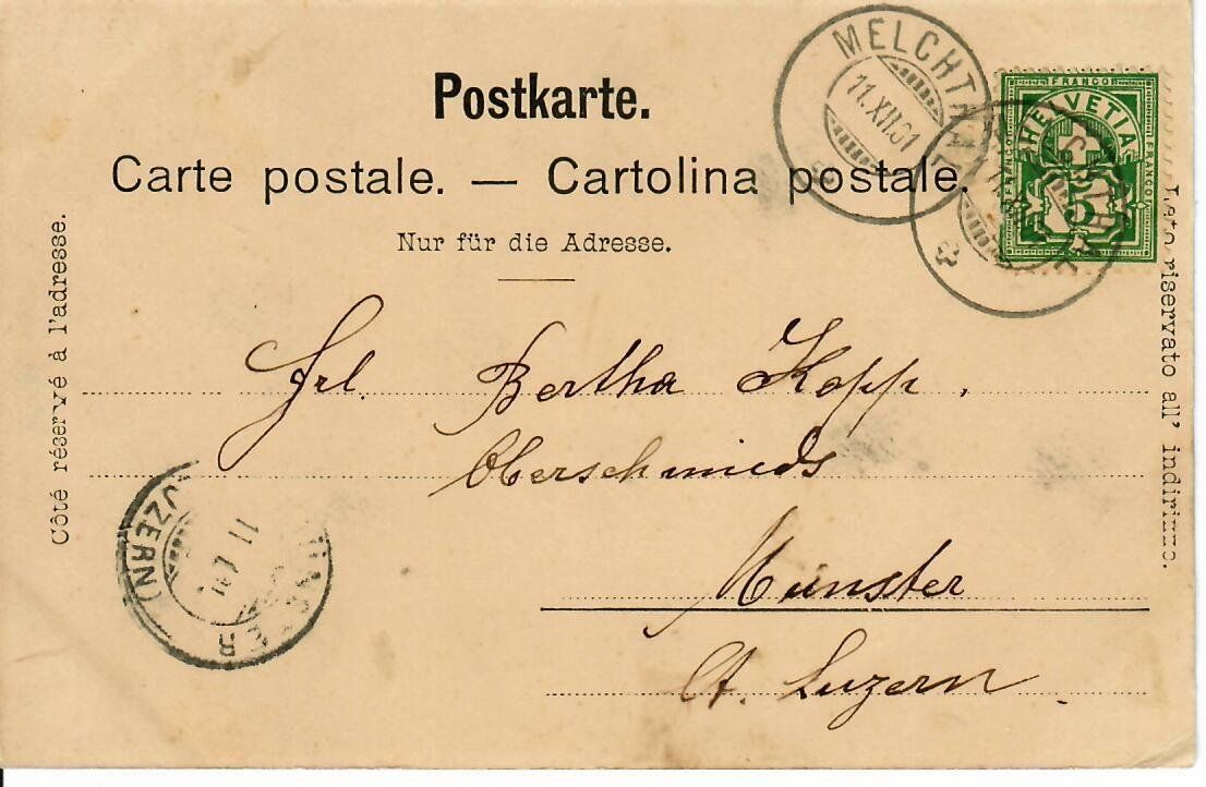 Cartoline postali: Blick vom Kurhaus Frutt 1901 – Usato da Hochdorf venduto da Ziegel-16 1