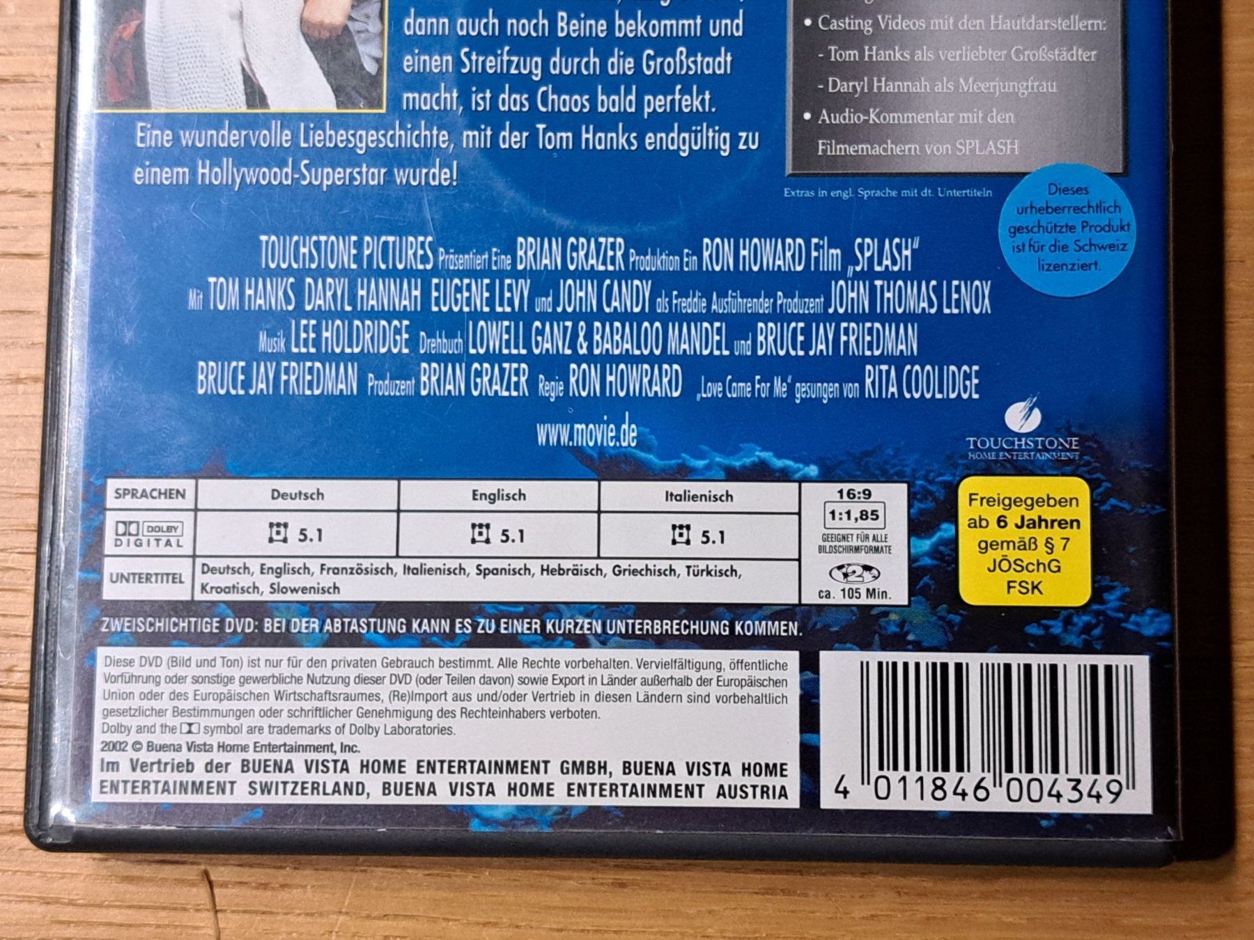 Tutti i DVDs: DVD Splash mit Tom Hanks und Daryl Hannah, 1984 – Nuovo (secondo la descrizione) da Unterseen venduto da Kanica 5