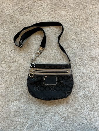 vintage coach optic shoulder bag monogram black   