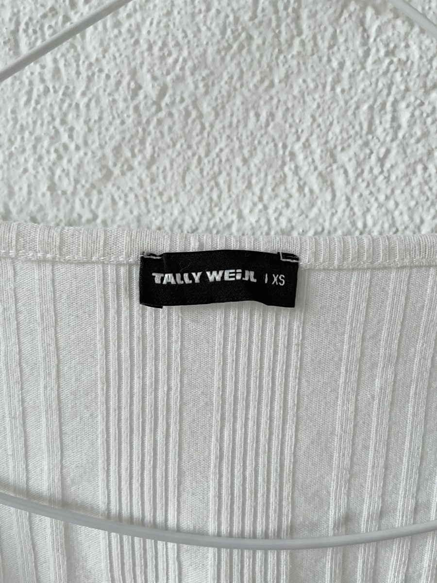 Tally Weijl Top: Weisses herziges Langarm Shirt Gr. XS – Usato da Uster venduto da emm_px8k 2