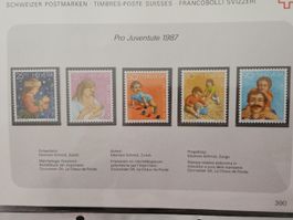 Schweizer Postmarken Helvetia Pro Juventute 1987