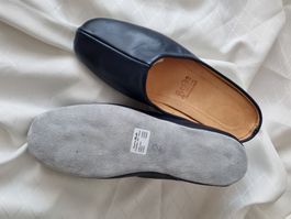 Hausschuhe Herren aus Leder/ohne Fersenkappe Schwarz N°42