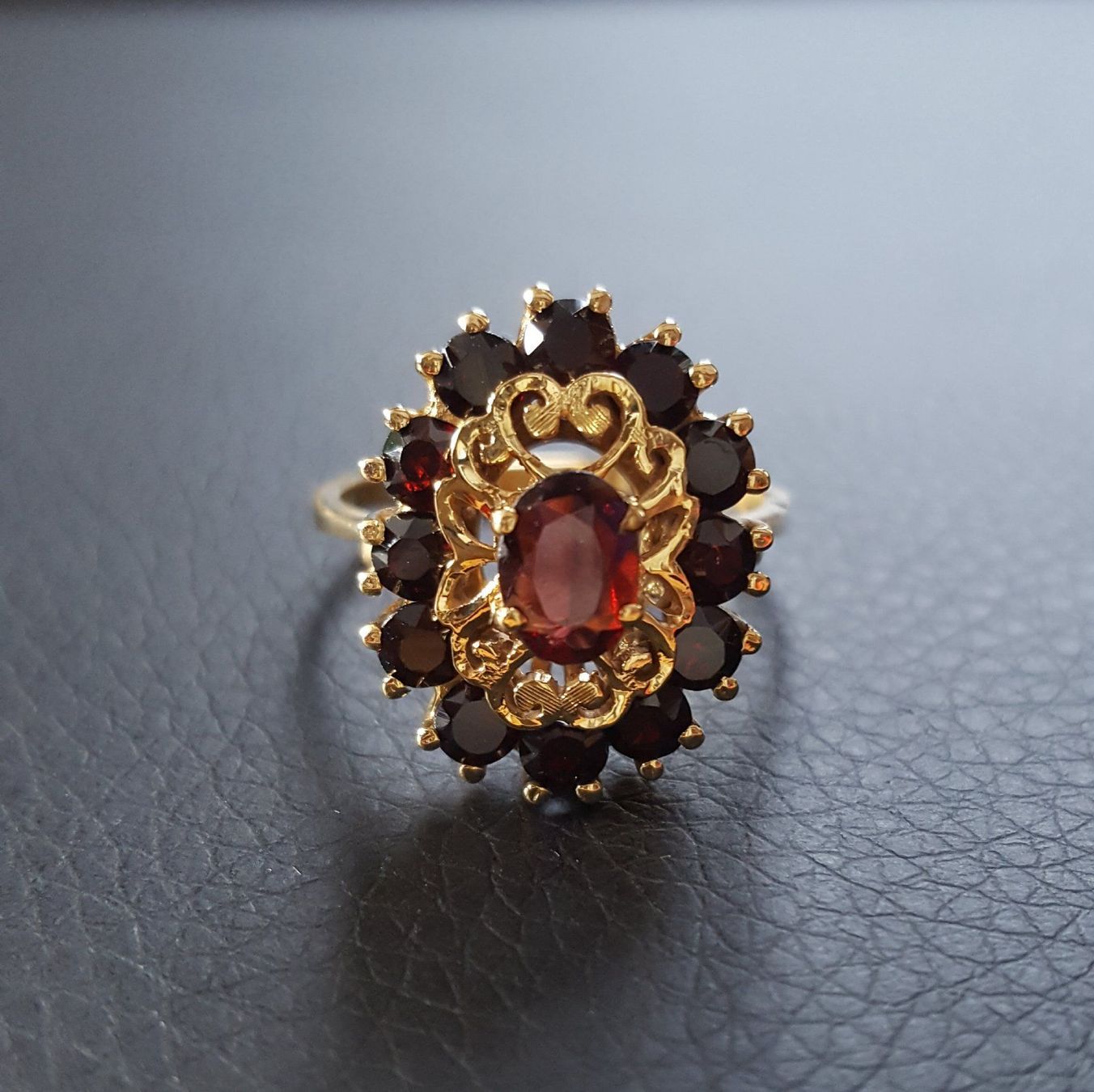 Anelli: Gold 585 Massiv Ring Mit Granaten – Usato da Wald ZH venduto da Dasilver 5