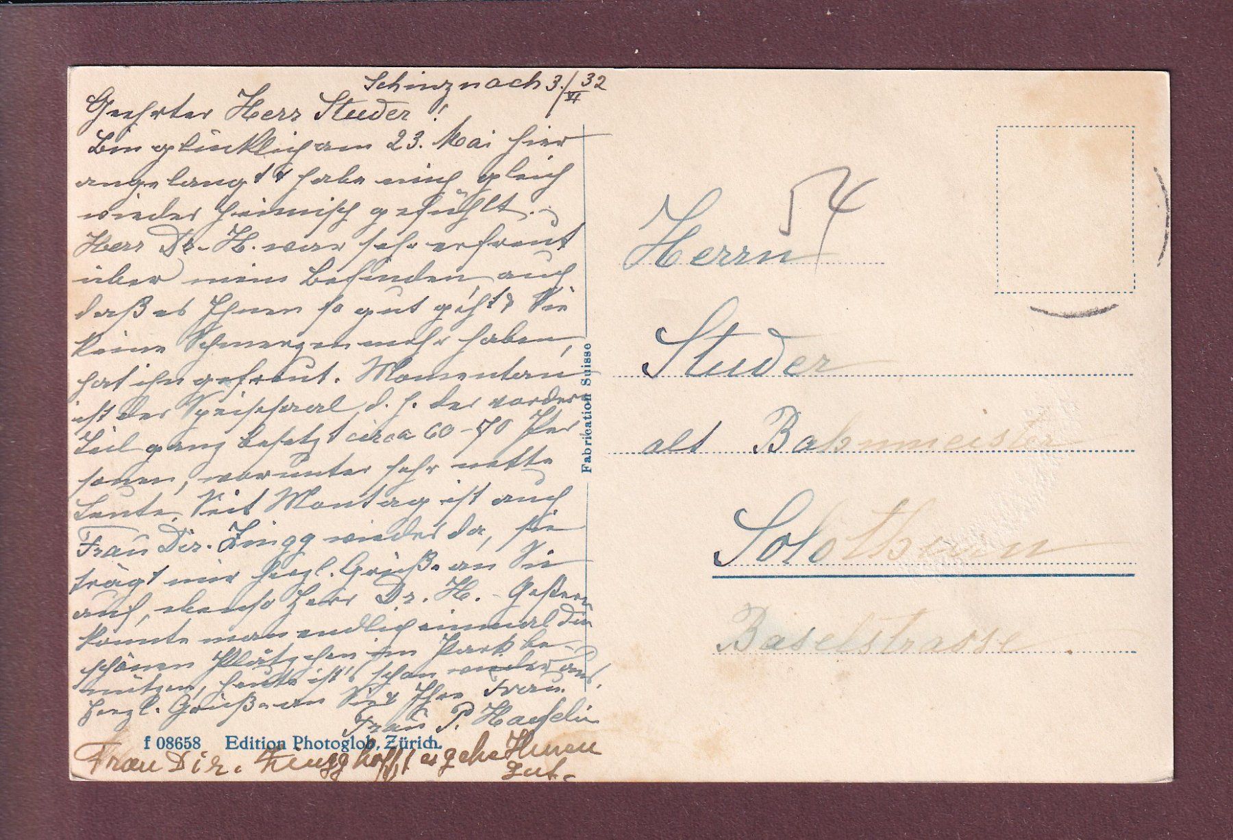 Cartoline postali: BAD SCHINZNACH - An der Aare - 1932 – Usato da Pully venduto da nicecards 1