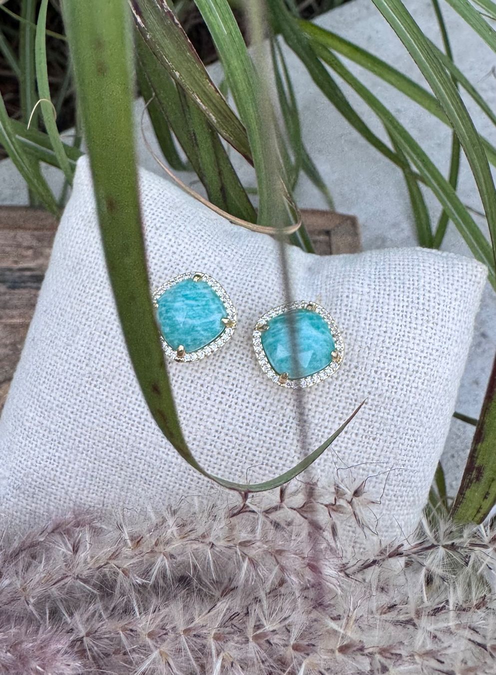 Orecchini pendenti & Orecchini a lobo: Wunderschöne vergoldete Ohrstecker AMAZONIT mit Zirkonia – Nuovo e nell'imballaggio originale da Rombach venduto da Ivreajewels 2