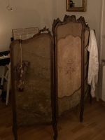 Paravent dreiteilig Holz mit grünem Stoffbezug gebraucht
