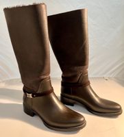Leder-Kunststoffstiefel in Braun Gr.39