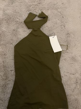 Damen Neckholder Top olivgrün neu mit Etikett
