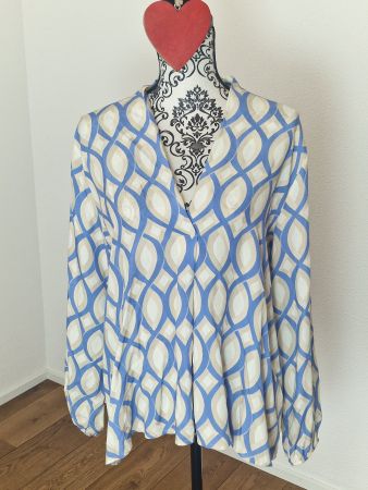 Damen Bluse mit Muster blau beige Diff Gr M wie neu!