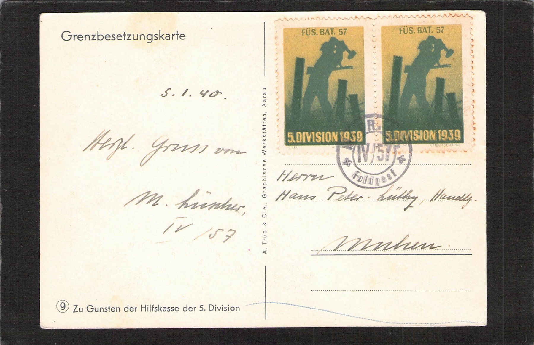 Cartoline postali: Einheitskarte Kommandostäbe Nr.34 , Traffelet – Usato da Reichenburg venduto da ibiza18 1