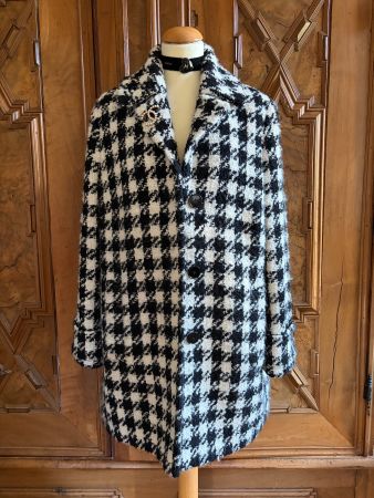 FUCH SCHMITT BLACK  TWEED BOUCKLE Mantel  Gr. 42DE